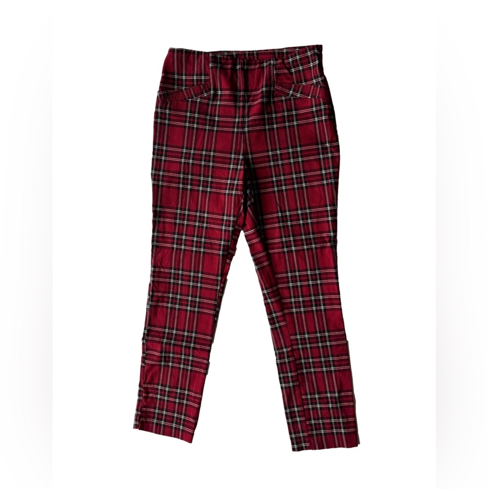 Vintage Preppy Punk Tartan Plaid Pants - Red Black - m/large